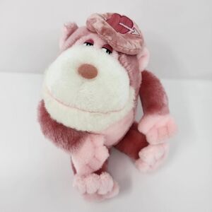Vintage Pink Heart Plush Monkey Special Effect